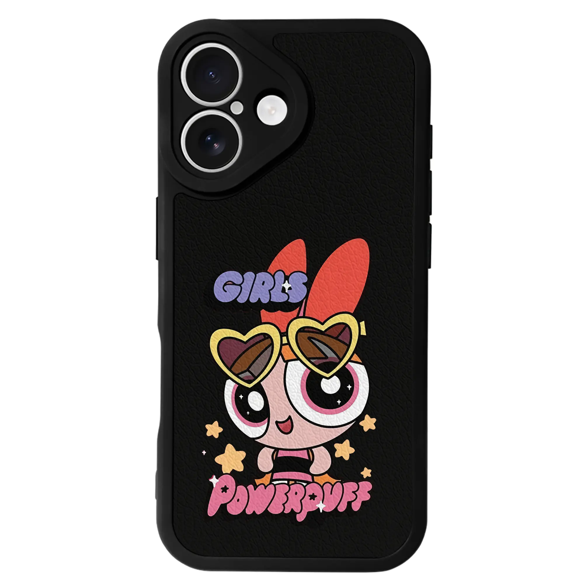 パワパフガールズ グッズ ブロッサム - IPhone 16シリーズ対応 ・ シリコンスマホケース ・ レザー調 ・ 高精度フィット ・ 耐衝撃 ・ ワイヤレス充電対応 ・ 精密カット